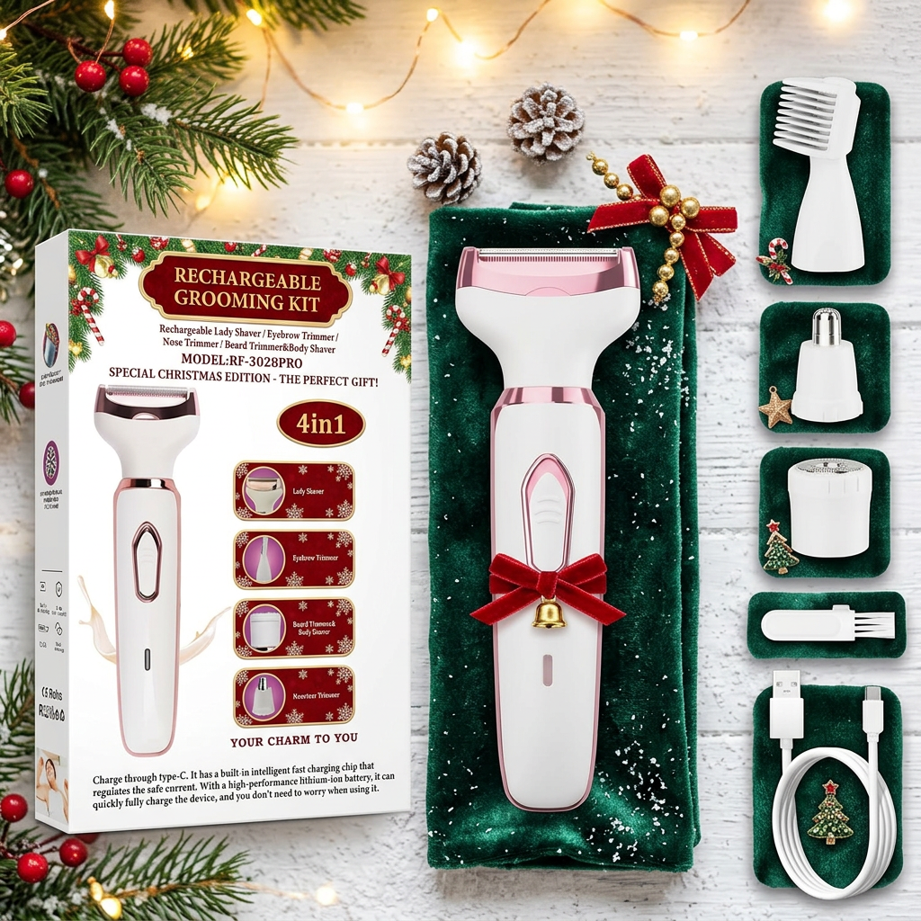 4-in-1 Cordless Bikini Trimmer for Women – Wet/Dry, USB Rechargeable