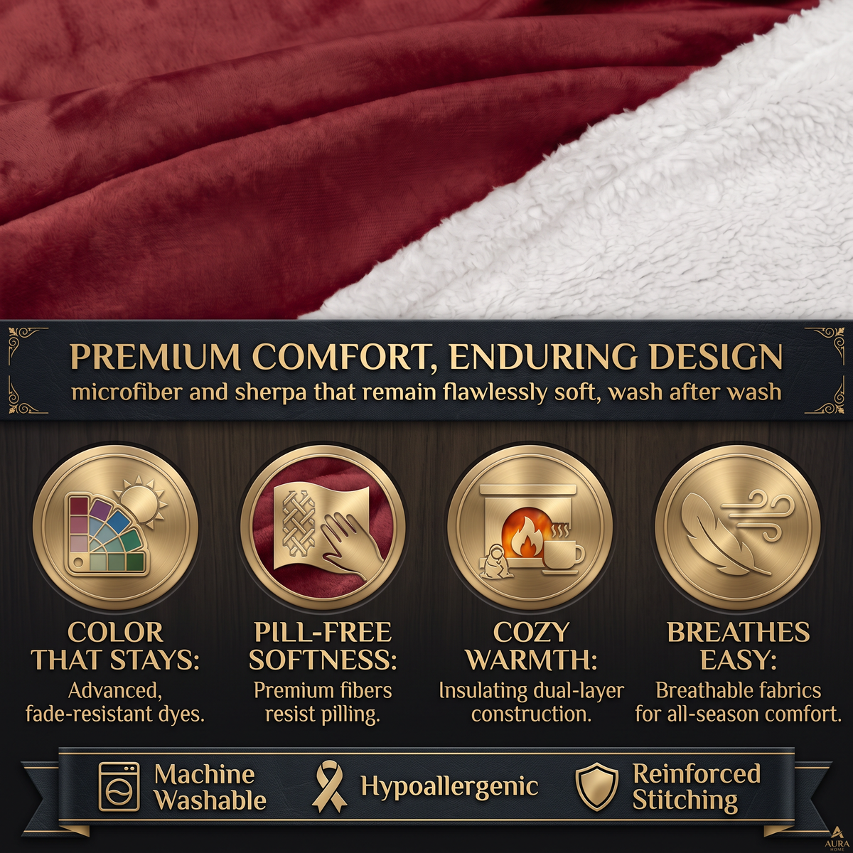 CozyWrap Wearable Sherpa Fleece Blanket with Sleeves & Pocket