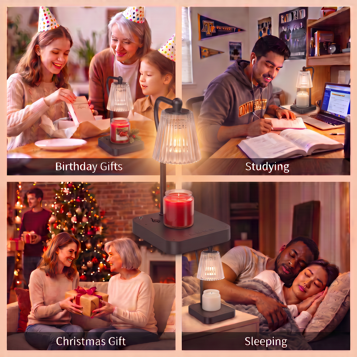 Cozy Glow Candle Warmer with White Noise
