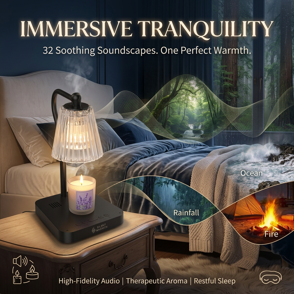 Cozy Glow Candle Warmer with White Noise