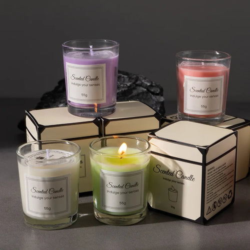 Handmade 55G Mini Soy Wax Scented Candles Long Lasting Aroma for Home Decor Modern Style Smokeless Fragrance Candle