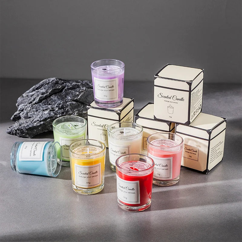 Handmade 55G Mini Soy Wax Scented Candles Long Lasting Aroma for Home Decor Modern Style Smokeless Fragrance Candle