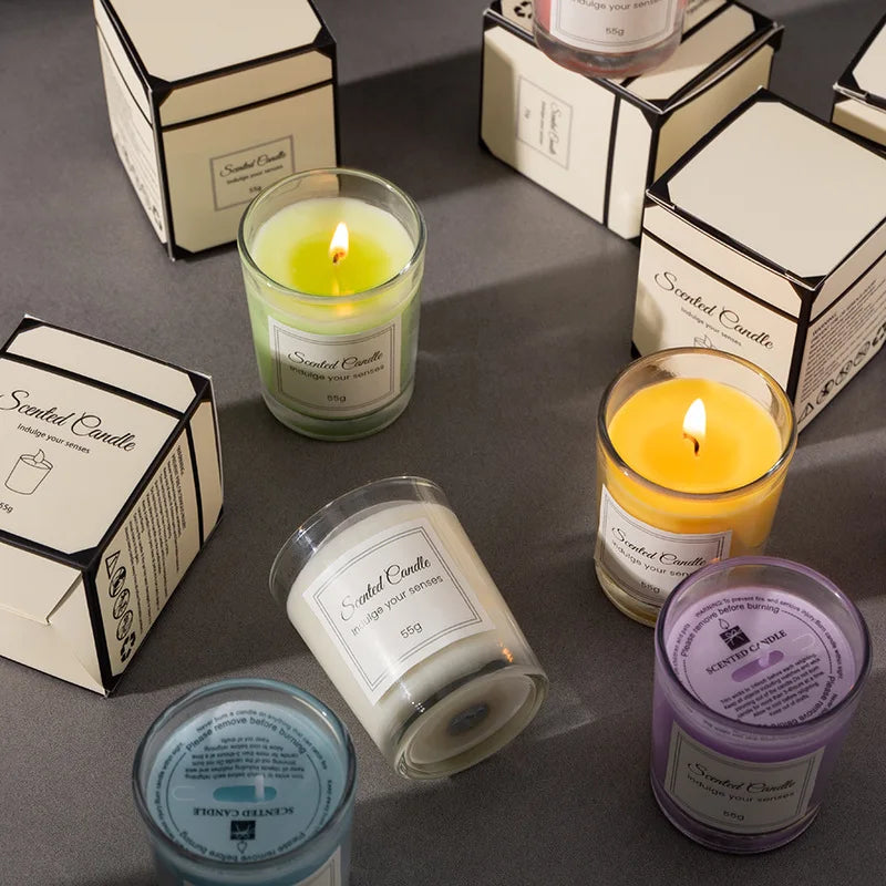 Handmade 55G Mini Soy Wax Scented Candles Long Lasting Aroma for Home Decor Modern Style Smokeless Fragrance Candle
